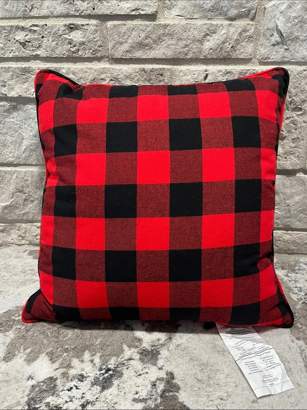 NEW Pair of Pier 1 Red and Black Buffalo Plaid Throw Pillows